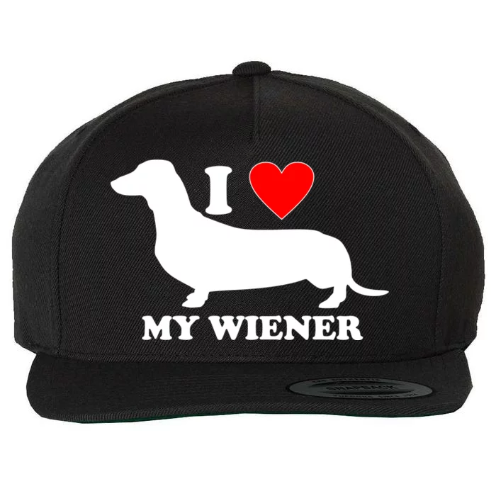 I Love My Wiener Wool Snapback Cap