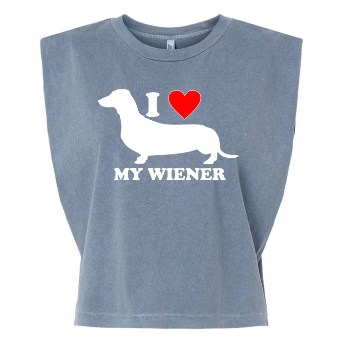 I Love My Wiener Garment-Dyed Women's Muscle Tee