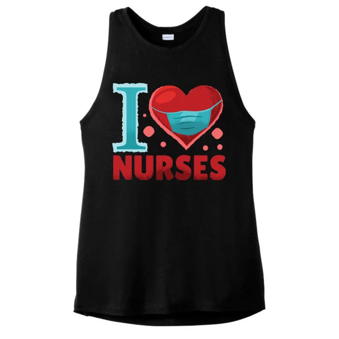 I Love Nurses Ladies Tri-Blend Wicking Tank