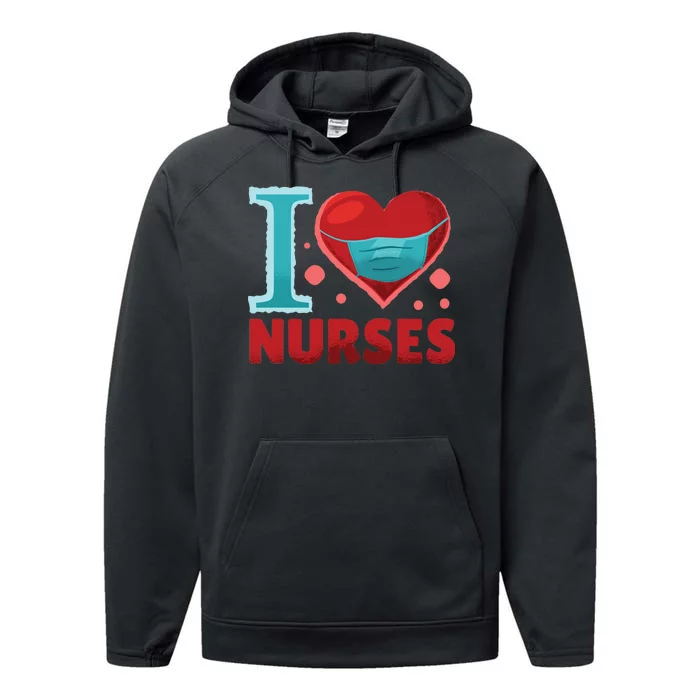 I Love Nurses Performance Fleece Hoodie