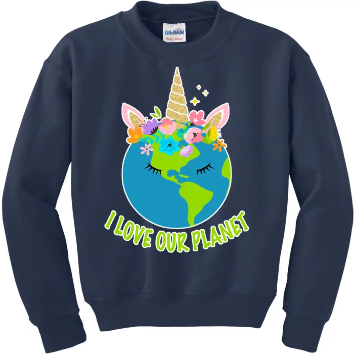 I Love Our Planet Earth Day Love Kids Sweatshirt