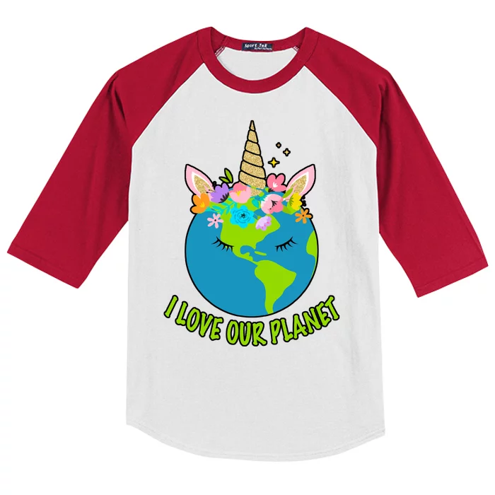 I Love Our Planet Earth Day Love Kids Colorblock Raglan Jersey