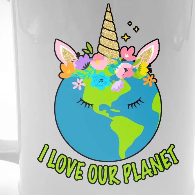 I Love Our Planet Earth Day Love Front & Back Beer Stein