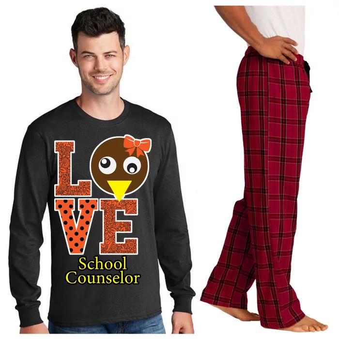 I Love School Counselor Turkeys Thanksgiving Long Sleeve Pajama Set