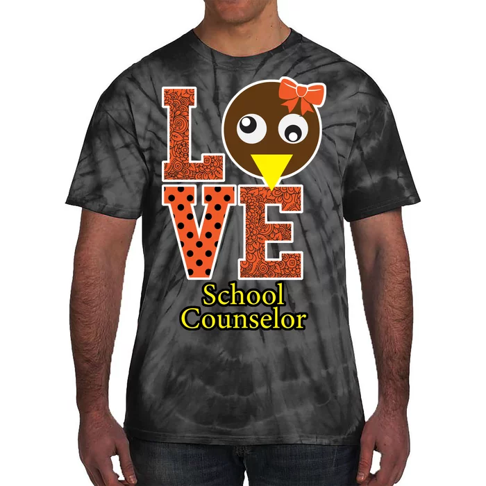 I Love School Counselor Turkeys Thanksgiving Tie-Dye T-Shirt