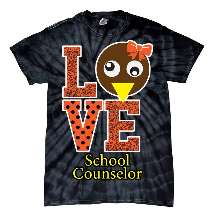 I Love School Counselor Turkeys Thanksgiving Tie-Dye T-Shirt