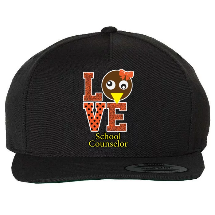 I Love School Counselor Turkeys Thanksgiving Wool Snapback Cap