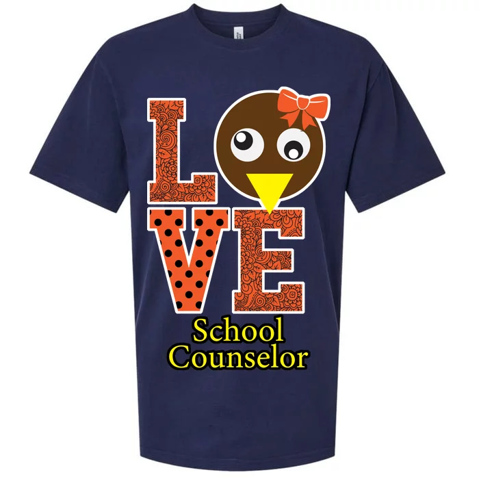 I Love School Counselor Turkeys Thanksgiving Sueded Cloud Jersey T-Shirt