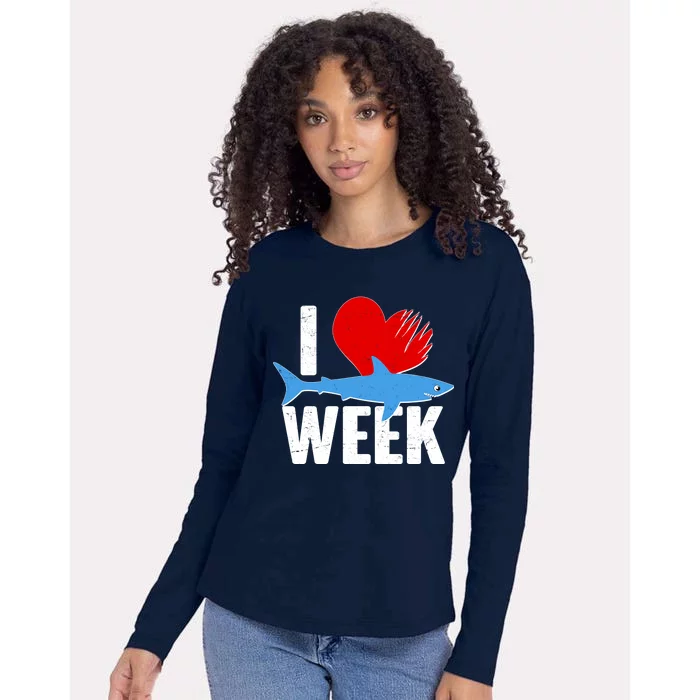 I Love Shark Week Womens Cotton Relaxed Long Sleeve T-Shirt