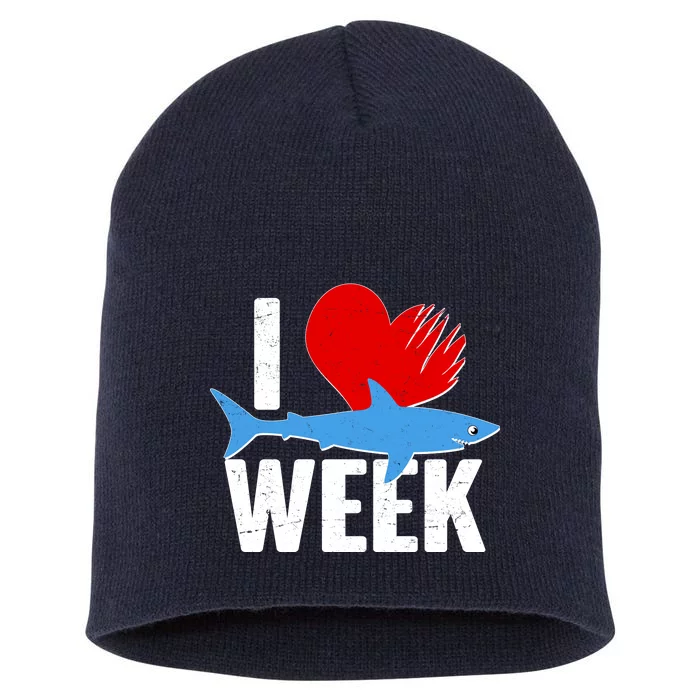 I Love Shark Week Short Acrylic Beanie