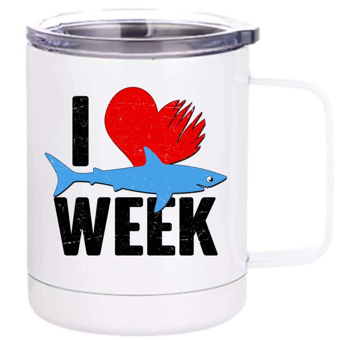 I Love Shark Week Front & Back 12oz Stainless Steel Tumbler Cup