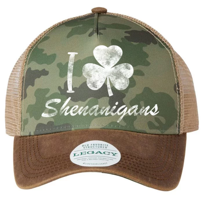 I Love Shenanigans Vintage St Patricks Day Legacy Tie Dye Trucker Hat