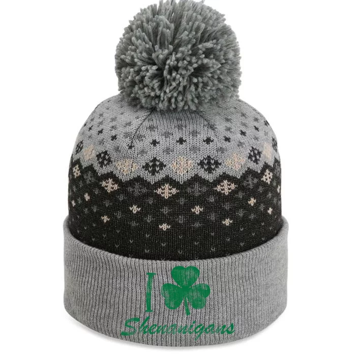 I Love Shenanigans Vintage St Patricks Day The Baniff Cuffed Pom Beanie