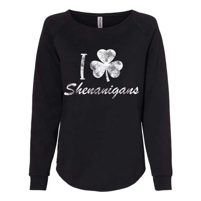 I Love Shenanigans Vintage St Patricks Day Womens California Wash Sweatshirt