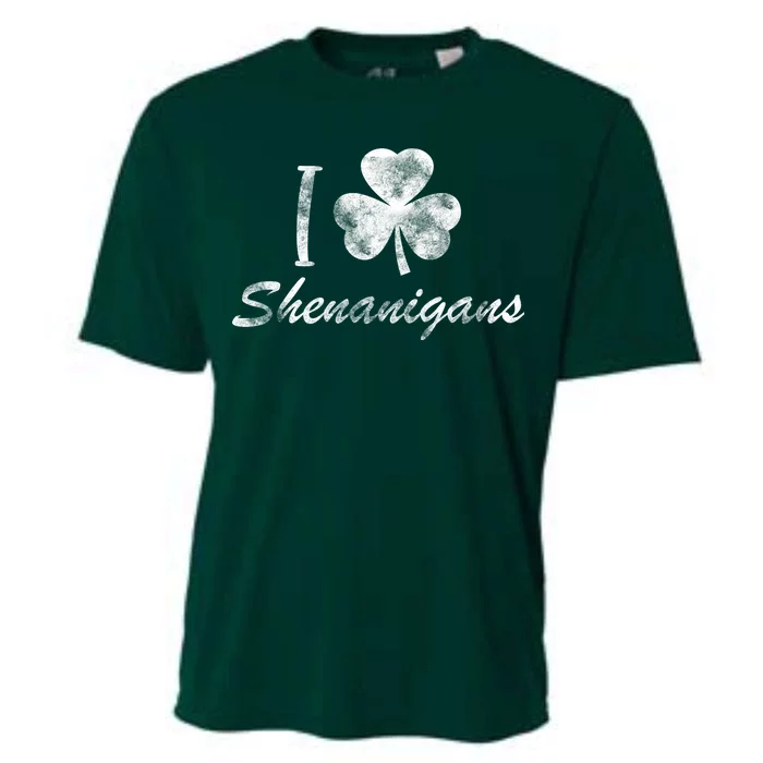 I Love Shenanigans Vintage St Patricks Day Cooling Performance Crew T-Shirt