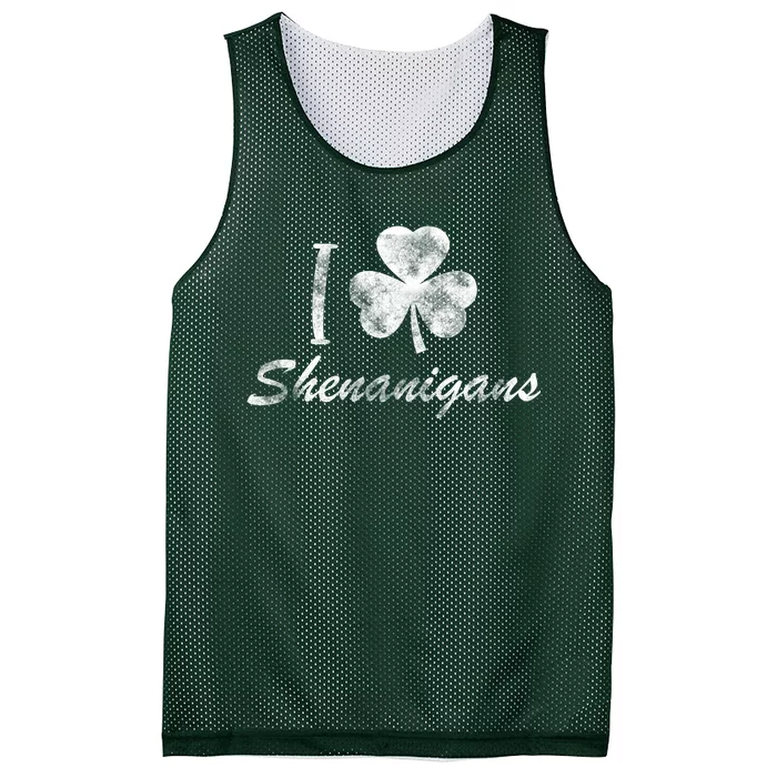 I Love Shenanigans Vintage St Patricks Day Mesh Reversible Basketball Jersey Tank