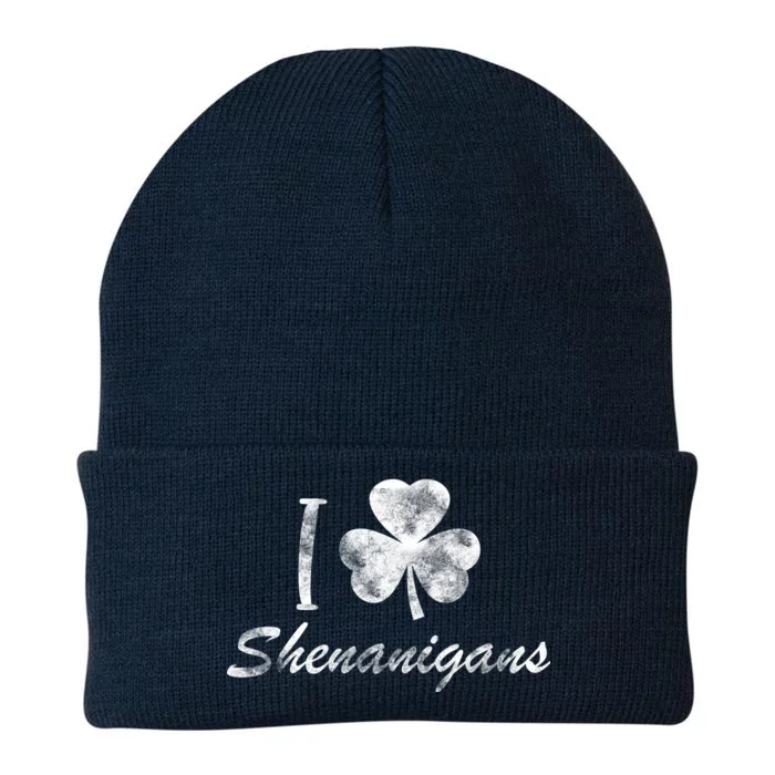 I Love Shenanigans Vintage St Patricks Day Knit Cap Winter Beanie