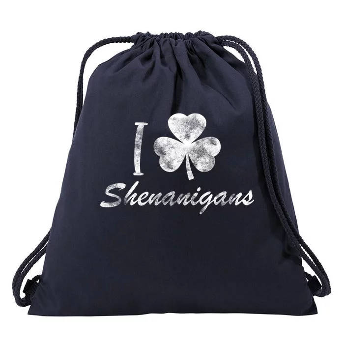 I Love Shenanigans Vintage St Patricks Day Drawstring Bag