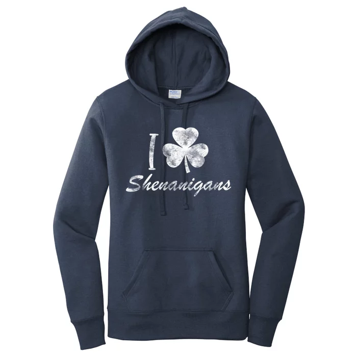 I Love Shenanigans Vintage St Patricks Day Women's Pullover Hoodie