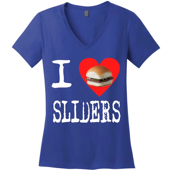 I Love Sliders Women's V-Neck T-Shirt