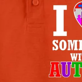 I Love Someone With Autism Puzzle Piece Heart Dry Zone Grid Performance Polo