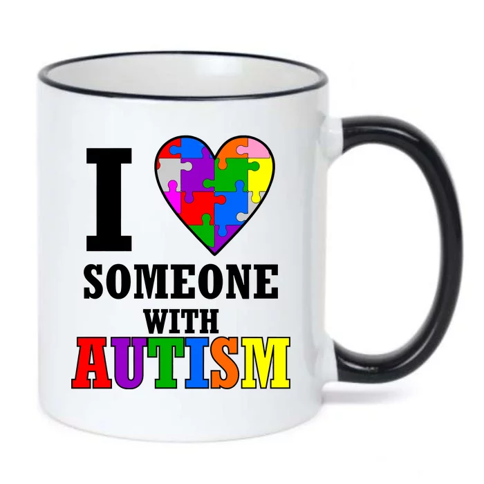 I Love Someone With Autism Puzzle Piece Heart Black Color Changing Mug