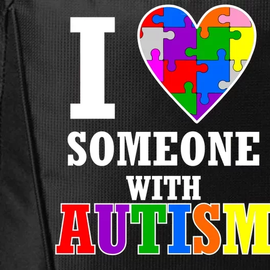 I Love Someone With Autism Puzzle Piece Heart City Backpack