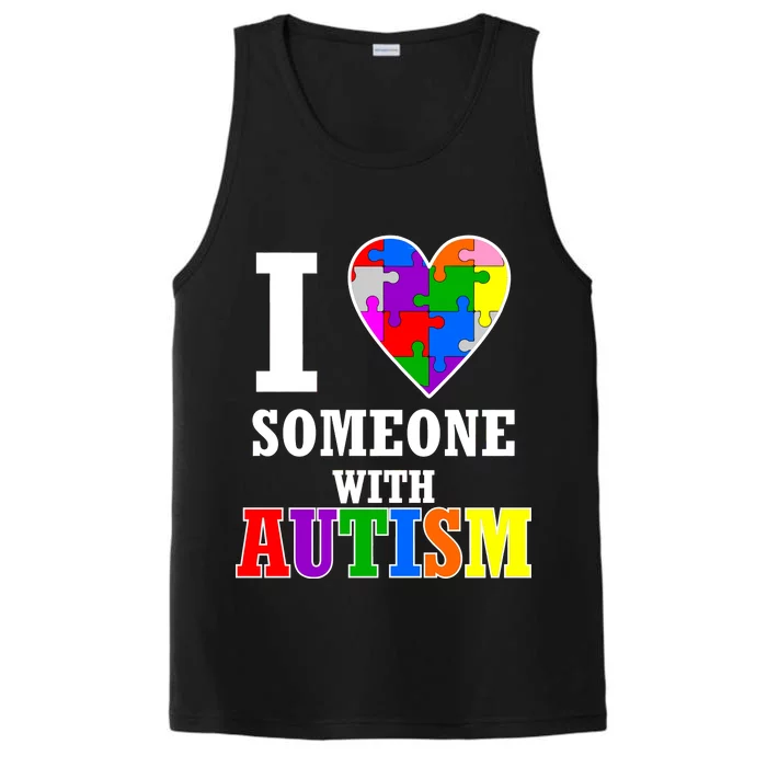 I Love Someone With Autism Puzzle Piece Heart Performance Tank