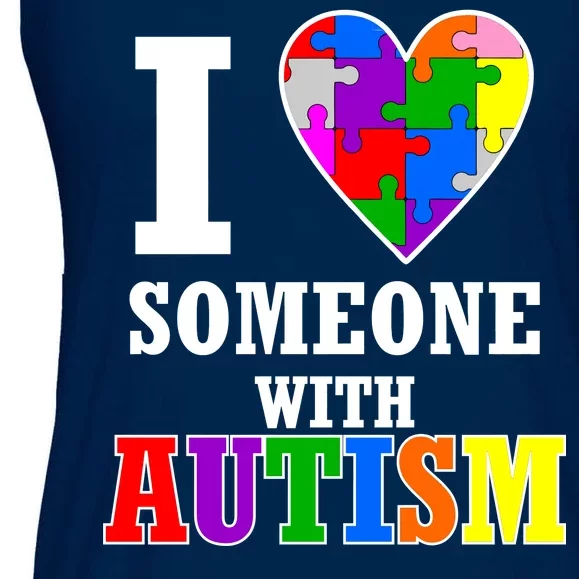 I Love Someone With Autism Puzzle Piece Heart Ladies Essential Flowy Tank