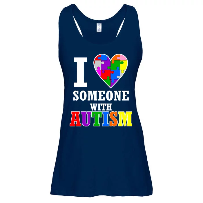 I Love Someone With Autism Puzzle Piece Heart Ladies Essential Flowy Tank