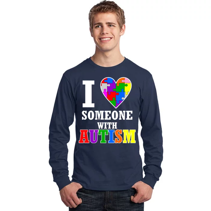 I Love Someone With Autism Puzzle Piece Heart Tall Long Sleeve T-Shirt