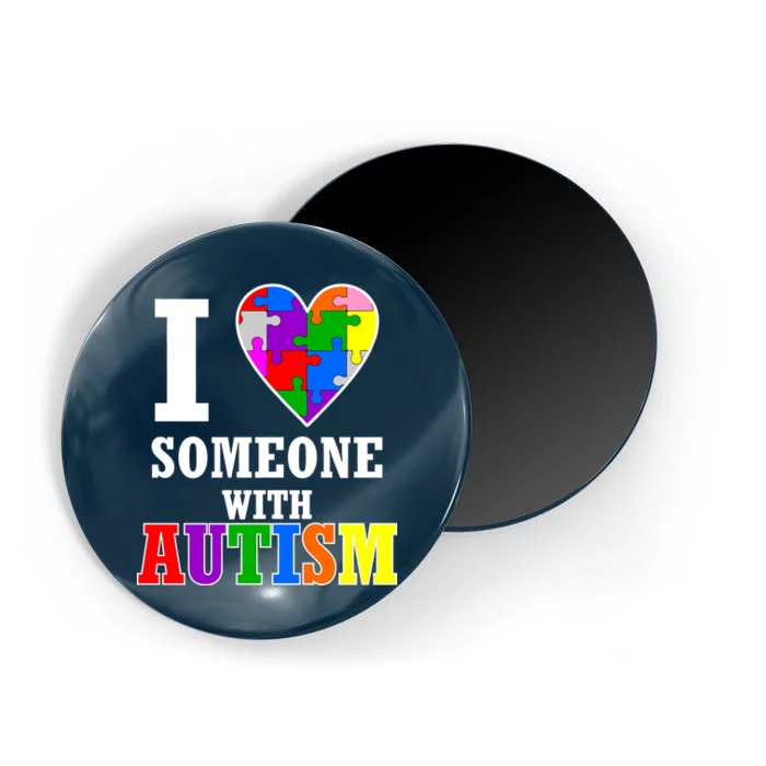 I Love Someone With Autism Puzzle Piece Heart Magnet