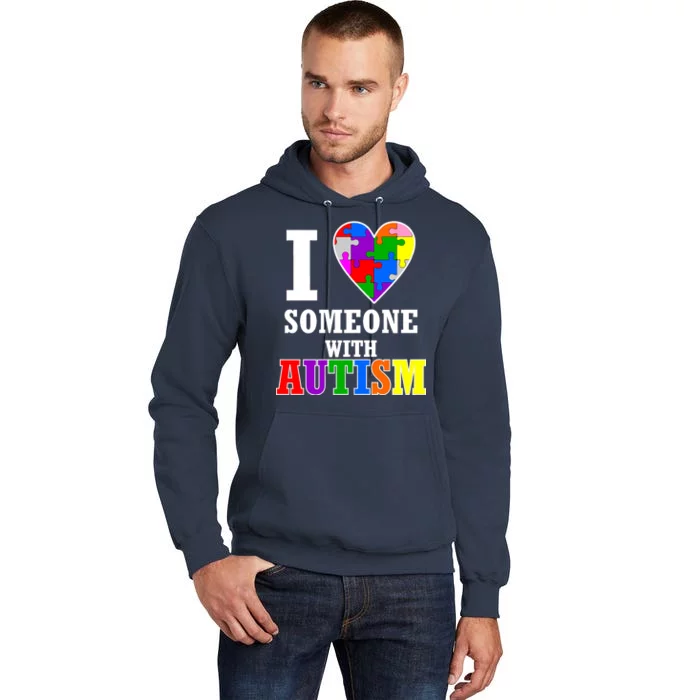 I Love Someone With Autism Puzzle Piece Heart Tall Hoodie