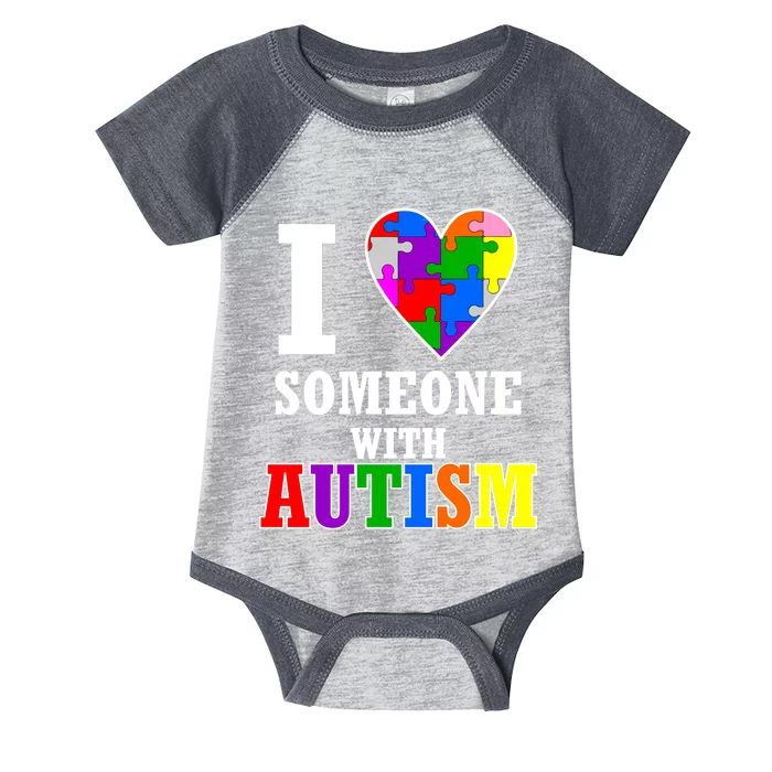 I Love Someone With Autism Puzzle Piece Heart Infant Baby Jersey Bodysuit