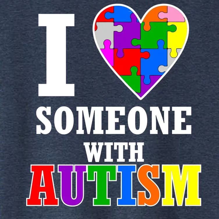 I Love Someone With Autism Puzzle Piece Heart Women's Crop Top Tee