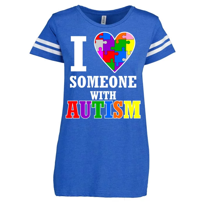 I Love Someone With Autism Puzzle Piece Heart Enza Ladies Jersey Football T-Shirt