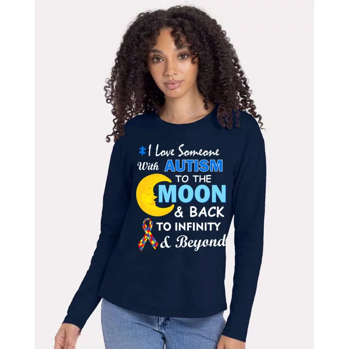 I Love Someone With Autism To The Moon & Back Womens Cotton Relaxed Long Sleeve T-Shirt