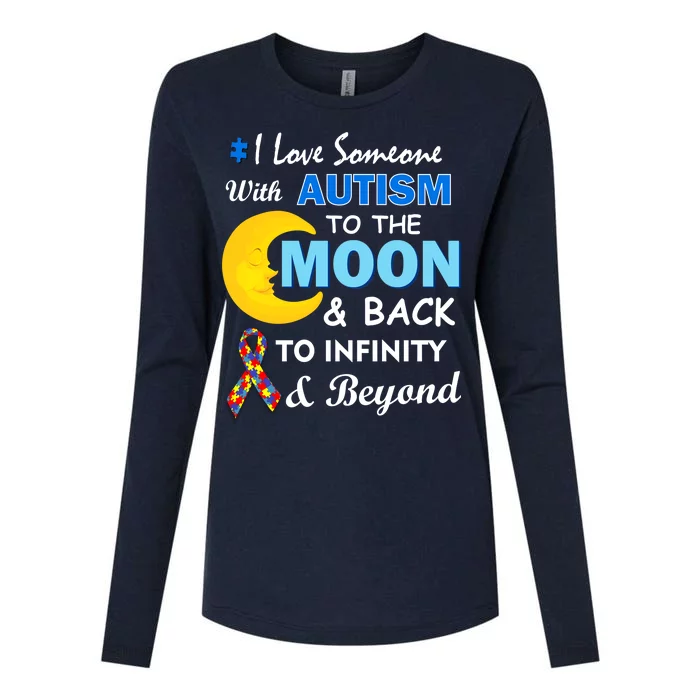 I Love Someone With Autism To The Moon & Back Womens Cotton Relaxed Long Sleeve T-Shirt