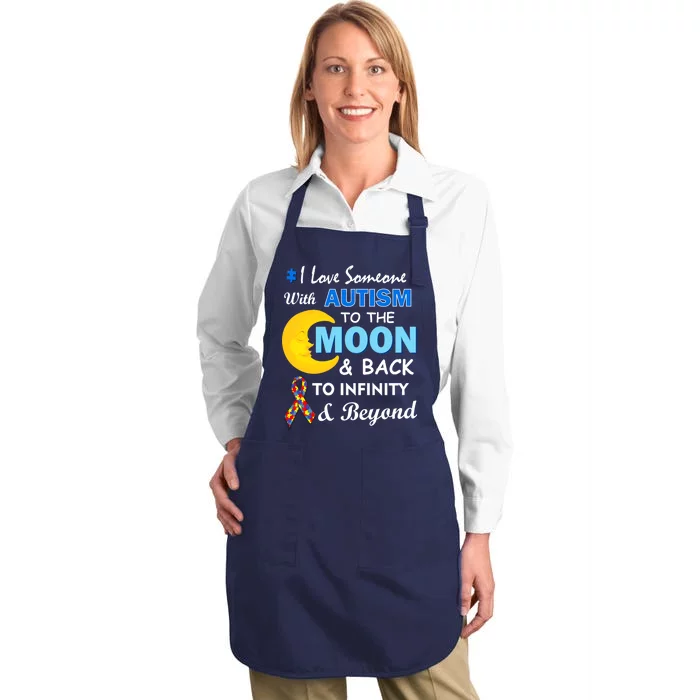 I Love Someone With Autism To The Moon & Back Full-Length Apron With Pocket