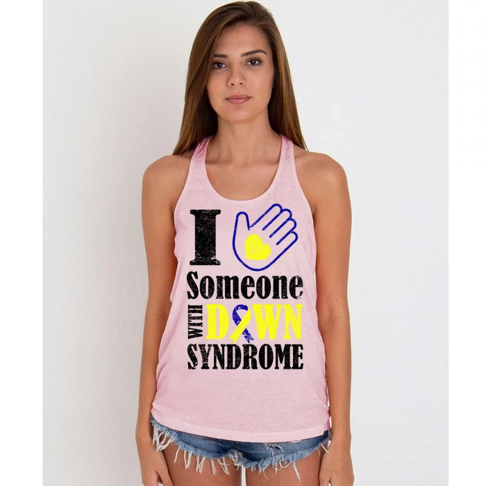 I Love Someone With Down Syndrome Women's Knotted Racerback Tank