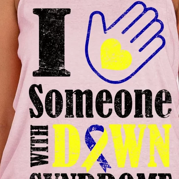 I Love Someone With Down Syndrome Women's Knotted Racerback Tank