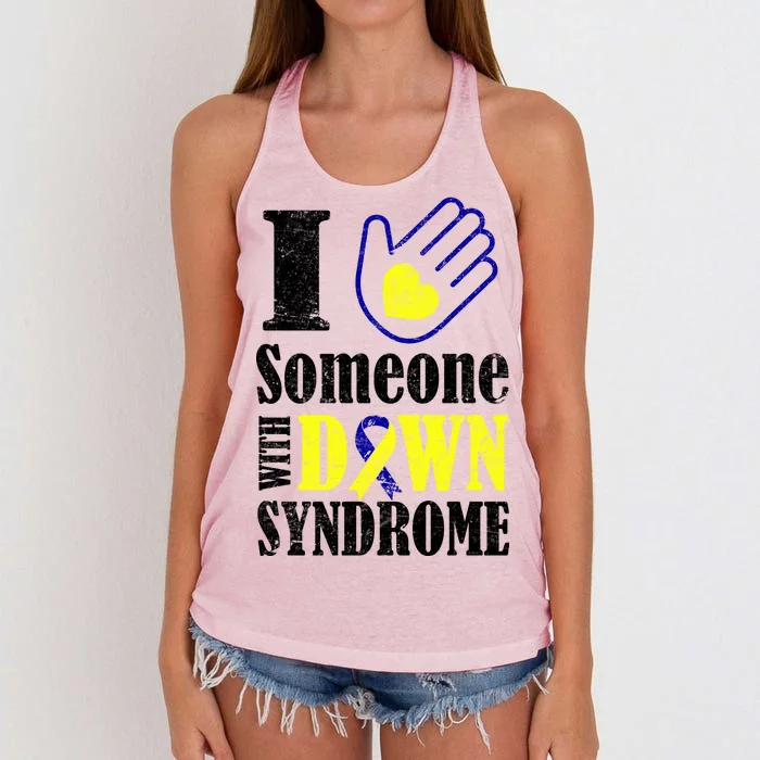 I Love Someone With Down Syndrome Women's Knotted Racerback Tank