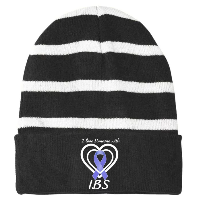 I Love Someone With IBS Irritable Bowel Syndrome Awareness Striped Beanie with Solid Band