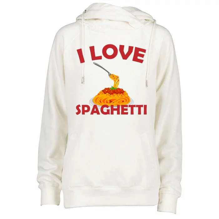 I Love Spaghetti Womens Funnel Neck Pullover Hood