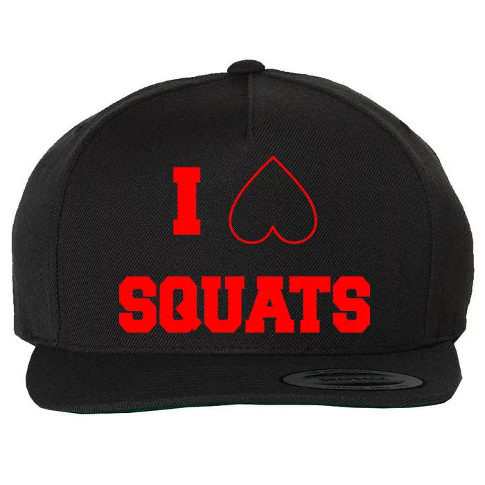 I Love Squats Heart Logo Wool Snapback Cap