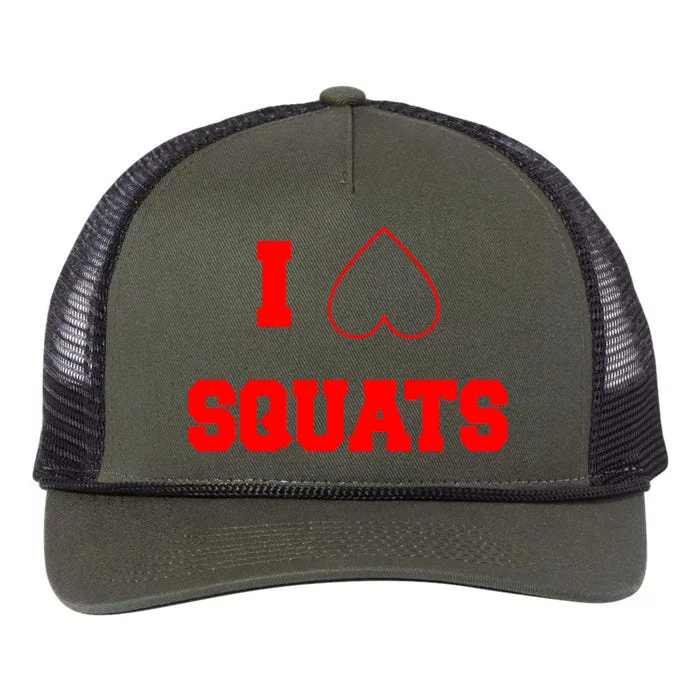 I Love Squats Heart Logo Retro Rope Trucker Hat Cap