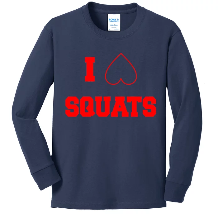 I Love Squats Heart Logo Kids Long Sleeve Shirt