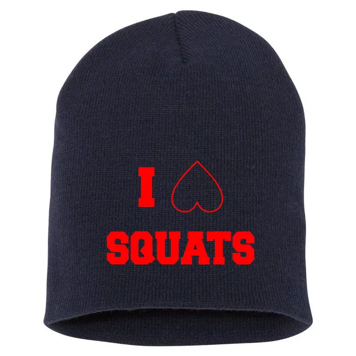 I Love Squats Heart Logo Short Acrylic Beanie