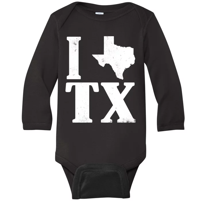 I Love Texas Baby Long Sleeve Bodysuit