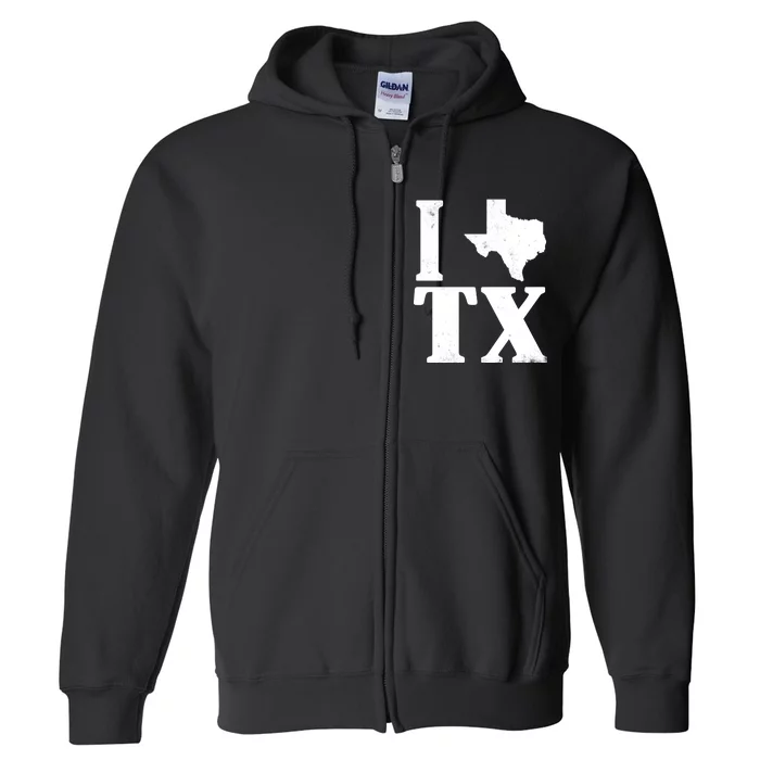 I Love Texas Full Zip Hoodie